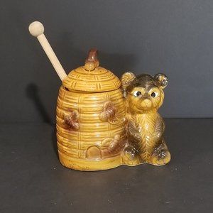 Honey Bear Container with Wood Dipper